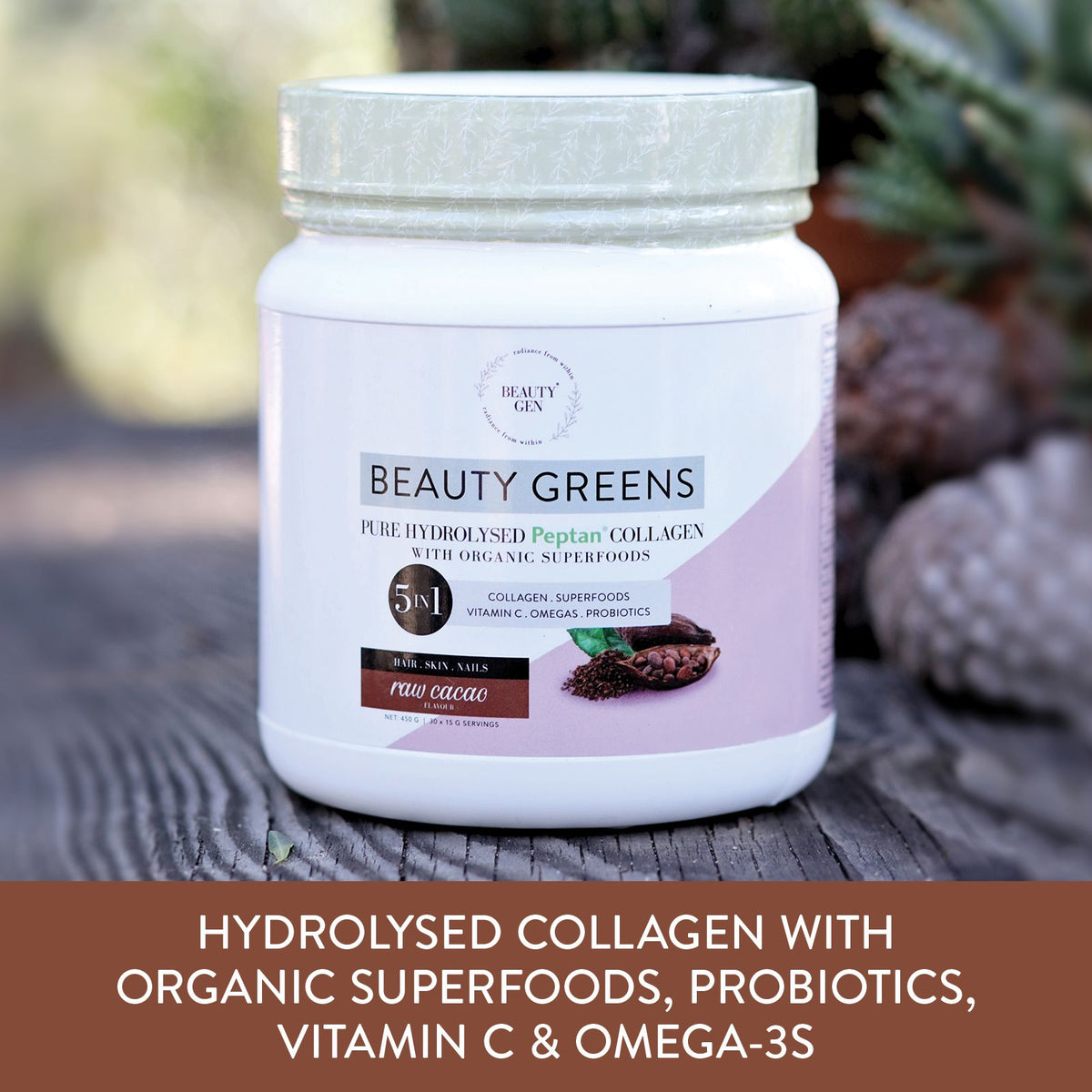 Collagen Beauty Greens Chocolate Peptides 5-in-1 Powder 450g