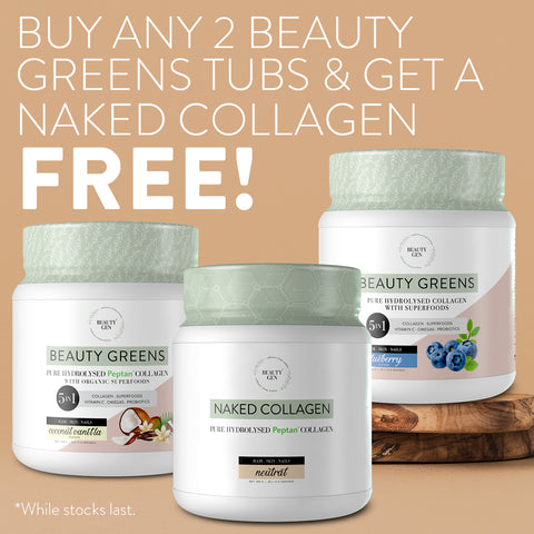 Buy any 2 Beauty Greens tubs & get a Naked Collagen free